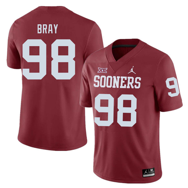 Men #98 Hayden Bray Oklahoma Sooners College Football Jerseys Sale-Crimson
